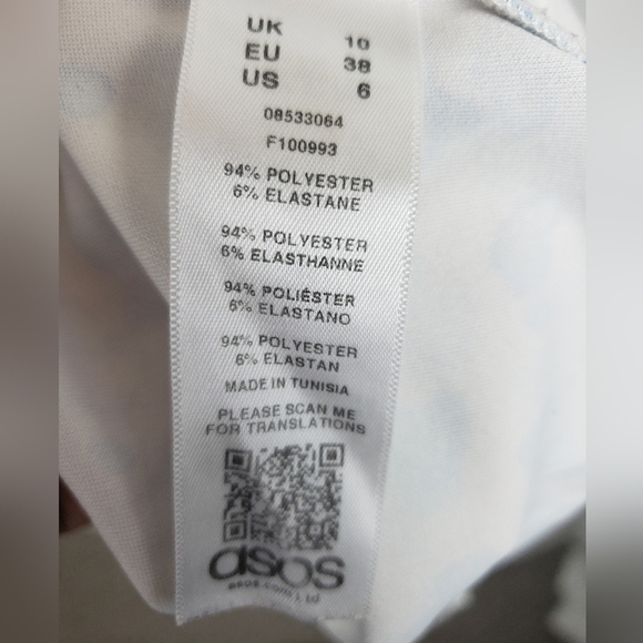 Asos Blue and White Spaghetti Strap Dress Sz 6 - Picture 10 of 10